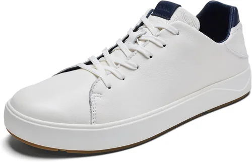 Vista 10 de OluKai Lae'ahi Li 'ILI - Tenis de vestir de cuero impermeables para hombre Blanco claro/blanco claro