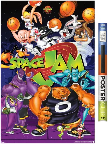 Vista 18 de Trends International Looney Tunes: Space Jam - Póster de collage de pared, 14.725 x 22.375 pulgadas, versión enmarcada de madera de granero