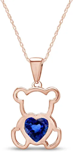 Vista 16 de Collar con colgante de oso de peluche con piedra natal para mujer Simulated Alexandrite