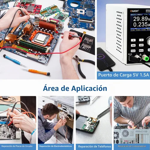 Vista 4 de OWON SPE3102 Fuente de alimentación programable de laboratorio (0-30V 0-10 A), fuente de alimentación CC de banco de 200 W con pantalla LCD de 2.8