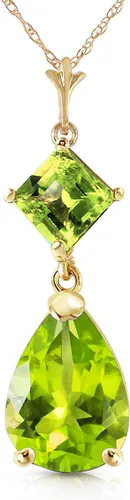 Vista 3 de Galaxy Gold GG Collar de oro macizo de 2 quilates de 14 quilates con colgante de gota de peridoto natural