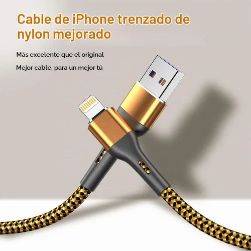 Vista 6 de Durcord Cargador para iPhone de 6 pies/6/3/1.5, cable Lightning de carga rápida, cable trenzado de nailon compatible con iPhone 14/13/12/11 Pro
