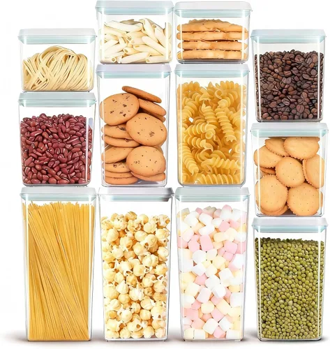 Vista 12 de Cozey - Recipientes apilables para almacenamiento de alimentos diarios con tapas, 6 unidades Airtight Kitchen Pantry Organizers for Snack Candy