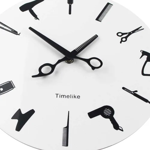 Vista 3 de Timelike Barber Equiment Tools Reloj de pared Diseño moderno Barbería Negocios Señal Reloj de pared Belleza Peluquería Reloj de peluquería Regalo