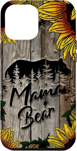 Vista 25 de Funda de regalo para el día de la madre con diseño de girasol de madera rústica para iPhone 16 Mama Bear
