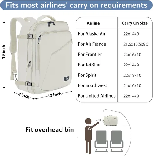 Vista 127 de MATEIN - Mochila de viaje extragrande de 10.56 galones, mochila de viaje ampliable apta para aerolíneas, para viajeros de fin de semana, hombres