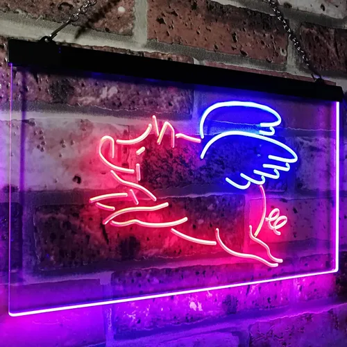 Vista 3 de ADVPRO Flying Pig St6s32-i3110-br - Letrero de neón LED de doble color, azul y rojo, 12 x 8.5 pulgadas