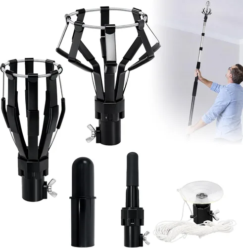 Vista 9 de Cambiador de bombilla de alcance de 18 pies para techos altos con poste de extensión telescópico, cambiador de poste de extensión de bombilla de 3 a