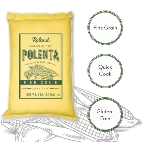 Vista 4 de Roland Foods Polenta amarilla de grano fino de Italia, alimento importado especializado, bolsa de 5 libras, paquete de 1