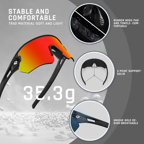 Vista 4 de TOREGE Z87 - Gafas de sol para hombres y mujeres, ciclismo, pesca, correr, conducir, béisbol, antiniebla, gafas de sol deportivas, protección UV