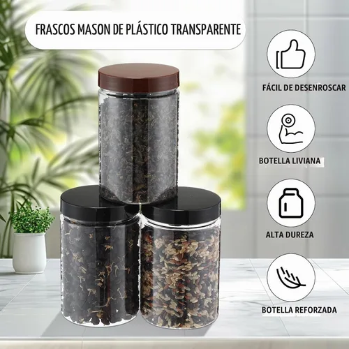 Vista 5 de Mifoci - 50 tarros de plástico transparente de boca ancha, 2.56 pulgadas
