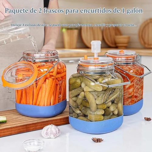 Vista 2 de Tarro de fermentación grande de 1 galón/128 oz, kit de fabricación de aguamiel, frascos de pepinillos, 2