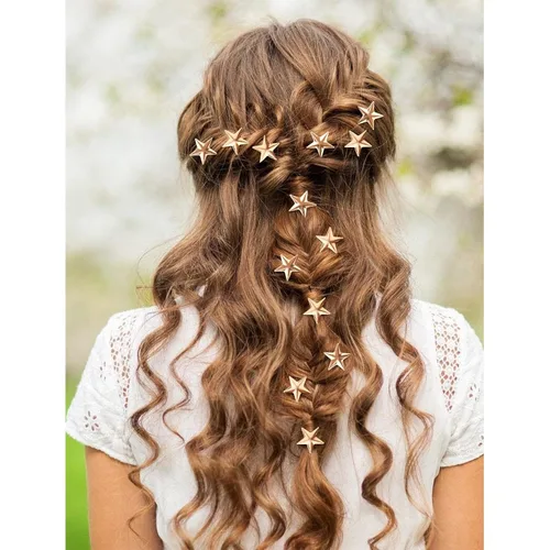 Vista 3 de 20 pinzas para el cabello de estrella, pinzas de pelo en espiral de estrella dorada, horquillas de novia, pinzas trenzadas vintage para boda