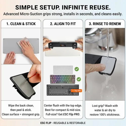 Vista 2 de ESC Soporte de teclado de computadora abatible para escritorio, elevador de teclado inclinado y soporte para laptop con 3 ángulos ajustables