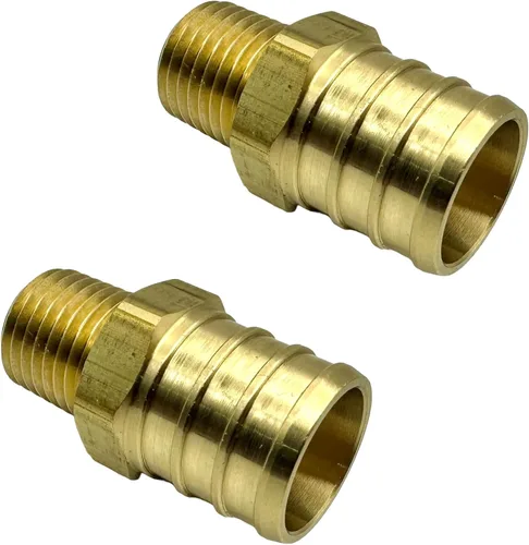Vista 5 de Paquete de 2 conectores macho de latón de 1/2 pulgada PEX a 1/4 de pulgada NPT, adaptador sin plomo, soporte de alta presión resistente, resistente