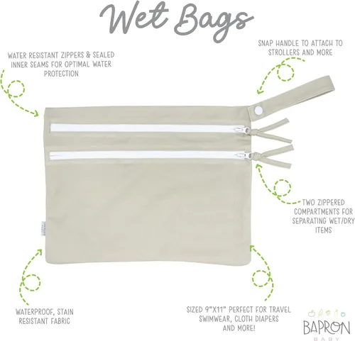 Vista 2 de BapronBaby Minimalist Champagne Wet Dry Bag for Baby Gym Swim Beach Travel Champán