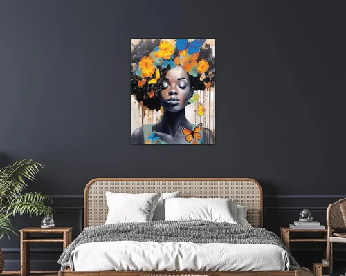 Vista 216 de Arte de pared afroamericano, decoración de rey y reina bailarín negro para sala de estar, arte de pareja de amor negro para dormitorio, lienzo