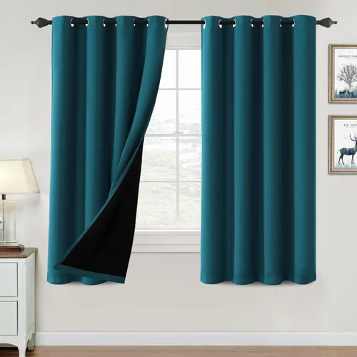 Vista 134 de H.VERSAILTEX Cortinas 100% de opacidad para dormitorio, con aislamiento térmico, cortinas opacas de 63 pulgadas de largo, cortinas de bloqueo