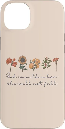 Vista 15 de God is Within Her She Will Not Fall Psalms 46:5 Boho Flowers Case for iPhone 17