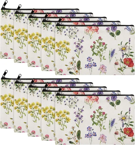 Vista 17 de Chunful 10 Piezas Bolsas de Maquillaje de Lona Inspiradoras para Mujeres Regalo de Graduación Bolsas de Cosméticos de Lona Arcoíris a Granel