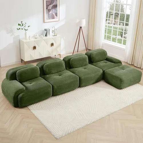 Vista 56 de Juego de sofás seccionales sin hueso de 117 pulgadas para sala de estar, modular en forma de L y sofá de 3 plazas con asiento profundo, almohadas