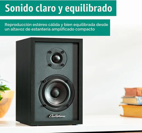 Vista 2 de Electrohome Berkeley - Altavoces estéreo 2.0 con amplificador integrado y controladores de 3 pulgadas para tocadiscos, TV, PC y transmisión