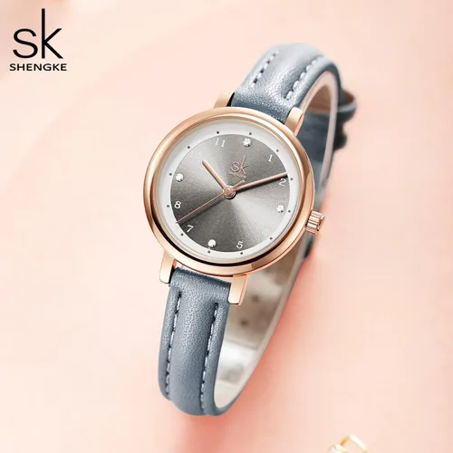 Vista 4 de SHENGKE Reloj de cuero para mujer, reloj de lujo para mujer, resistente al agua, para mujer