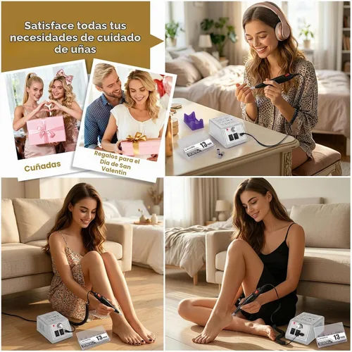 Vista 7 de LAVAED Kit de máquina de taladro de uñas eléctrico profesional, vibración de bajo ruido con brocas de uñas y bandas de lijado para taladro de uñas