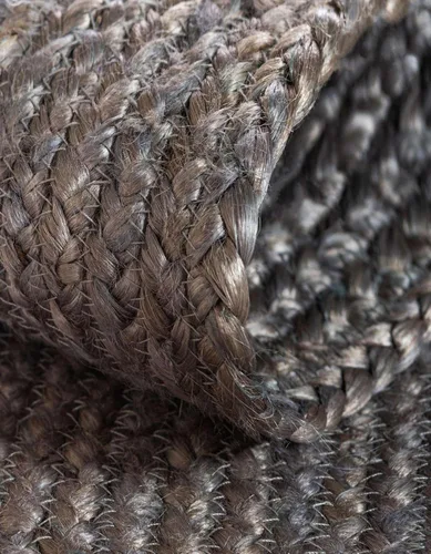 Vista 6 de Unique Loom Alfombra trenzada de la colección de yute - Dhaka (1' 2" x 6' 1", camino de mesa, gris)