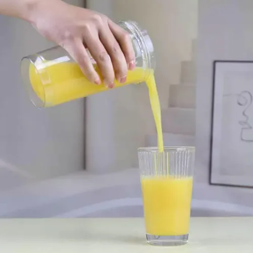 Vista 6 de Licuadora portátil de plástico con tapa de bebida directa Seis cuchillas Juicer personal para batidos y batidos jugo 500ml/17.5oz