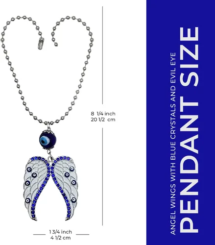 Vista 2 de LUCKBOOSTIUM Hermoso ángel con cristal azul y adorno colgante de mal de ojo, dijes de buena suerte, llaves del hogar, bolso, bolsos y accesorios