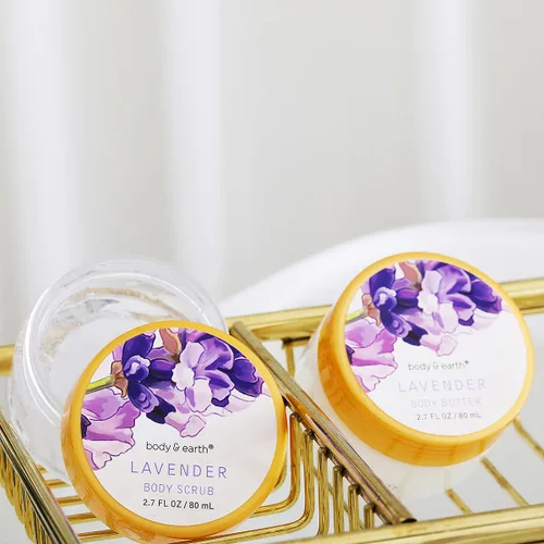 Vista 4 de BODY & EARTH Cestas de regalo de spa de lavanda para mujeres, regalos lujosos para mujeres, juegos de baño y cuerpo, 11 piezas, juegos de baño
