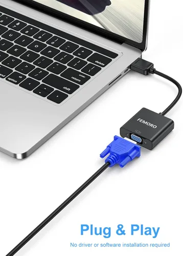 Vista 5 de FEMORO Adaptador HDMI a VGA, paquete de 10 unidades, adaptadores de convertidor de cable HDMI VGA macho a hembra para monitor, PC, portátil