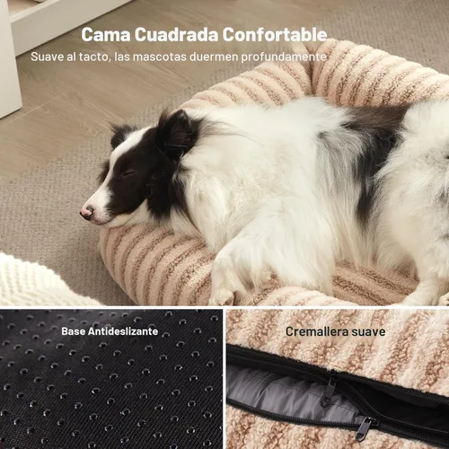 Vista 4 de MIXJOY Cama para Perros de Tamaño Mediano y Pequeño, Cama Lavable para Perros Medianos con Funda Extraíble, Cama Rectangular para Perros de Felpa