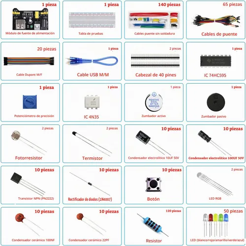 Vista 3 de Kit de diversión con módulo Electronics Component de fuente de alimentación con cable de puente de 830 puntos de unión, tablero de alambre