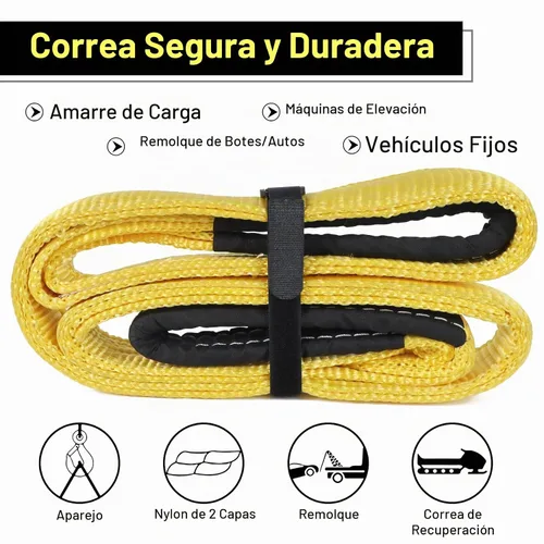 Vista 3 de Correas de elevación de eslinga, 2" x 4' 2-capas Correas de elevación planas resistentes de nylon con ojo plano para eslinga de elevación, Correa