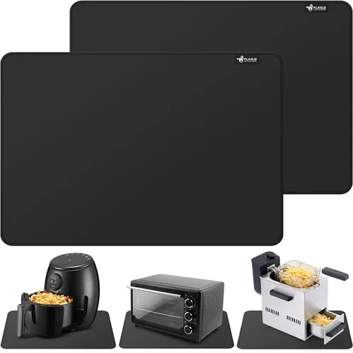 Vista 10 de FLASLD Tapete resistente al calor para freidora de aire, tapetes de silicona ignífugos para encimera de cocina, protector de encimera, Negro