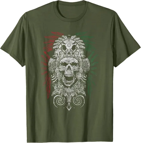 Vista 6 de Camiseta de Calavera Azteca con máscara Mayas Calavera Azteca, Negro