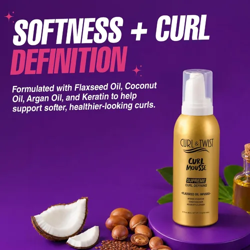 Vista 4 de EBIN NEW YORK Curl & Twist Supreme Curl Defining Mousse, 2.7 onzas líquidas