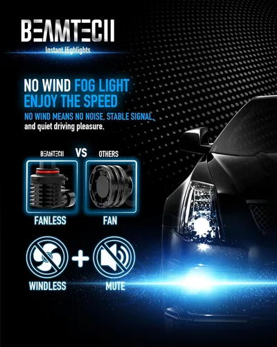 Vista 7 de BEAMTECH Bombilla 9005, luz antiniebla sin ventilador en línea, 6500 K, color blanco, paquete de 2
