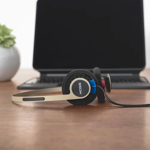 Vista 7 de Koss KPH40 - Auriculares utilitarios sobre la oreja, sistema de cable desmontable intercambiable, diseño ultraligero (Beige Rhythm)