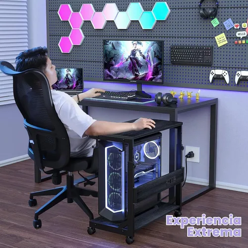 Vista 7 de Soporte de torre para computadora con estación de carga para estuche completo ATX Height Adjustable PC Stand with Wheel, CPU Holder with 2 AC