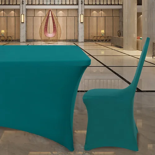 Vista 7 de 10 fundas para sillas de color verde azulado para fiestas, lavables, extraíbles, universales, elásticas, de elastano, para sillas de comedor, bodas