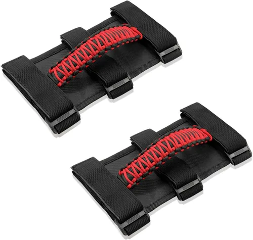 Vista 8 de 2x Asas de Agarre de Barra Enrollable para Jeep Wrangler YJ TJ JK JKU JL JLU Sports Sahara Freedom Rubicon Unlimited X Gladiator JT 1955-2022 Negro