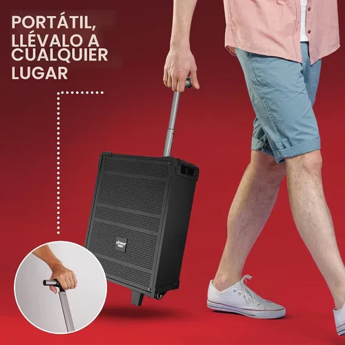 Vista 6 de PWMA899A - Sistema de altavoz Bluetooth inalámbrico portátil de 8 pulgadas, batería recargable incorporada, micrófono inalámbrico, USB/Micro SD/FM
