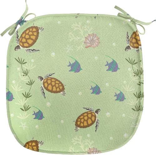 Vista 2 de Lunarable Juego de 2 cojines de asiento para silla subacuática, tortugas marinas que nadan con peces anémonas en las conchas oceánicas, buceo
