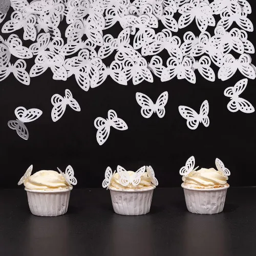 Vista 6 de Flores comestibles, hojas comestibles y mariposas comestibles blancas, papel de oblea, decoración de cupcakes para decorar papel de arroz