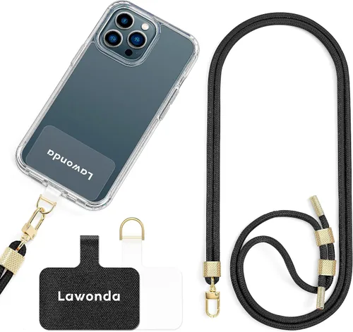 Vista 9 de Cordón universal para teléfono celular, correa antirrobo ajustable para el cuello para iPhone 17 Pro Max, 2 parches de teléfono, almohadillas