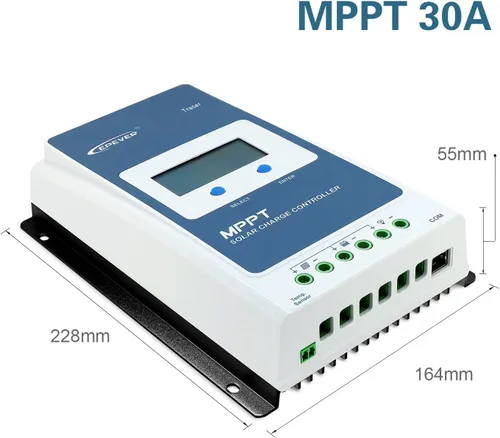 Vista 3 de EPEVER Controlador de carga solar de 10 A, controlador de carga de panel solar MPPT, controlador de carga de 12 V/24 V, trabajo automático, máximo