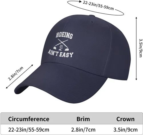 Vista 7 de Hoeing Aint Easy Peaked Gorra ajustable de color sólido curvado, unisex, color negro